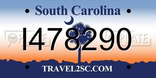 I478290 South Carolina License Plate