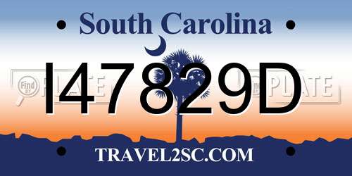 I47829D South Carolina License Plate