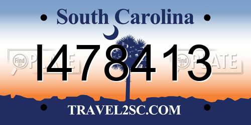 I478413 South Carolina License Plate