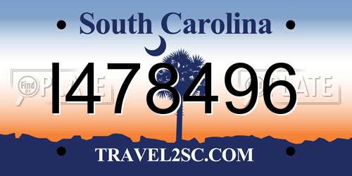 I478496 South Carolina License Plate