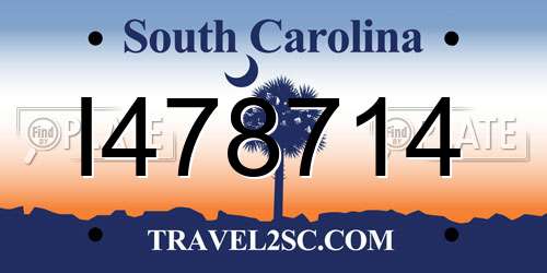 I478714 South Carolina License Plate