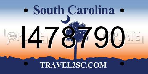 I478790 South Carolina License Plate