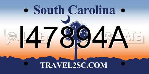 I47894A South Carolina License Plate