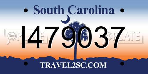 I479037 South Carolina License Plate