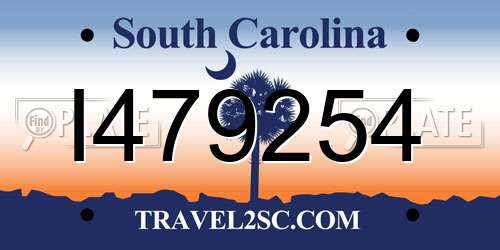 I479254 South Carolina License Plate