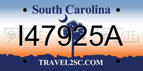I47925A South Carolina License Plate
