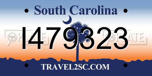 I479323 South Carolina License Plate