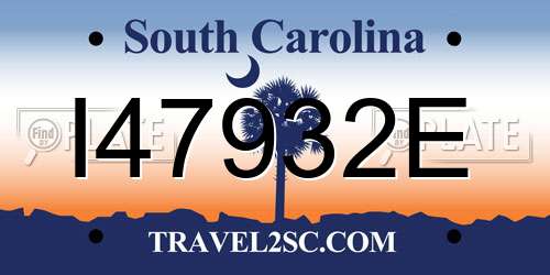 I47932E South Carolina License Plate