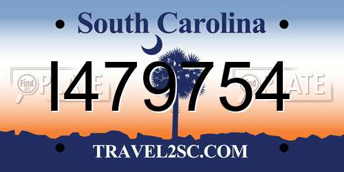 I479754 South Carolina License Plate