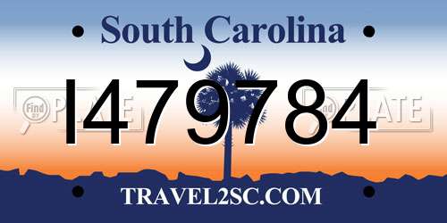 I479784 South Carolina License Plate