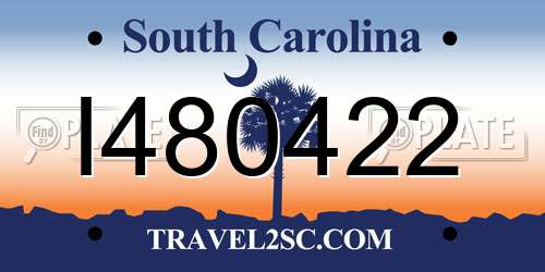 I480422 South Carolina License Plate