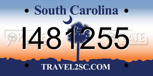I481255 South Carolina License Plate