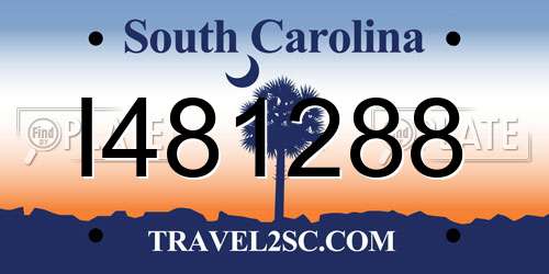 I481288 South Carolina License Plate