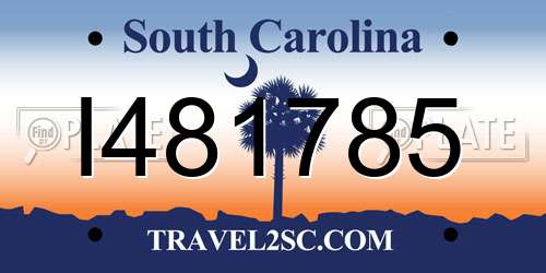 I481785 South Carolina License Plate