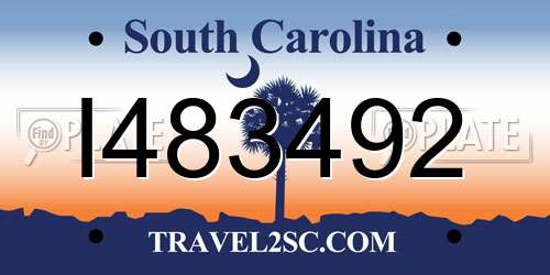 I483492 South Carolina License Plate