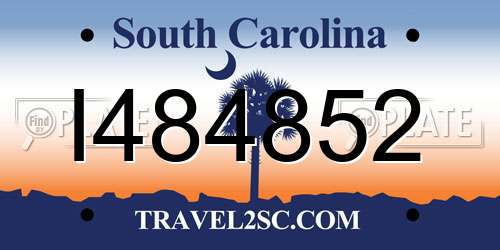 I484852 South Carolina License Plate