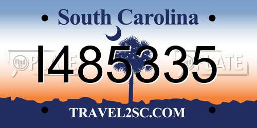 I485335 South Carolina License Plate