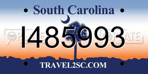 I485993 South Carolina License Plate