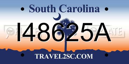 I48625A South Carolina License Plate