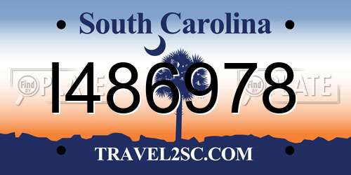I486978 South Carolina License Plate