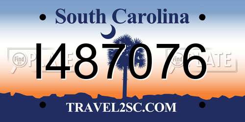 I487076 South Carolina License Plate