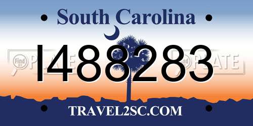 I488283 South Carolina License Plate