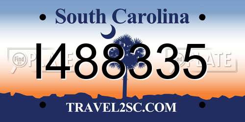 I488335 South Carolina License Plate