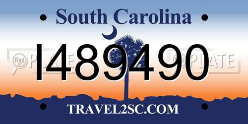 I489490 South Carolina License Plate