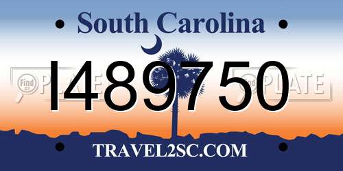 I489750 South Carolina License Plate