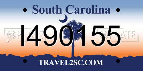 I490155 South Carolina License Plate