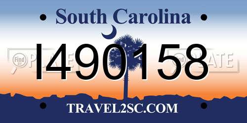 I490158 South Carolina License Plate