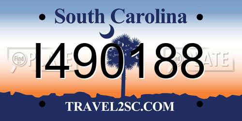 I490188 South Carolina License Plate