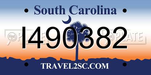 I490382 South Carolina License Plate