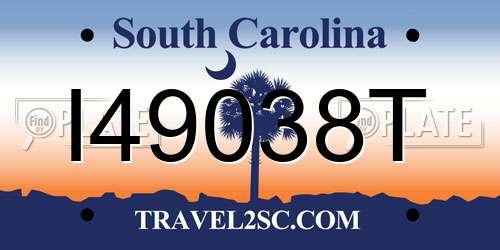 I49038T South Carolina License Plate