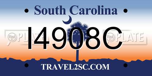 I4908C South Carolina License Plate