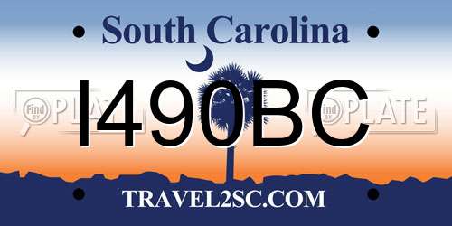 I490BC South Carolina License Plate