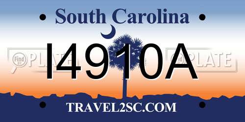 I4910A South Carolina License Plate