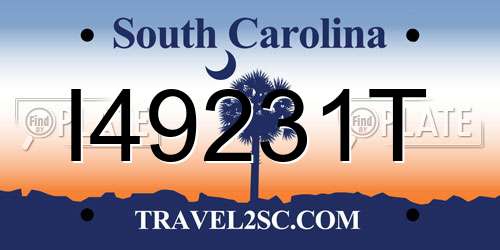 I49231T South Carolina License Plate