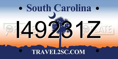 I49231Z South Carolina License Plate