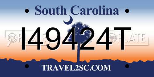 I49424T South Carolina License Plate