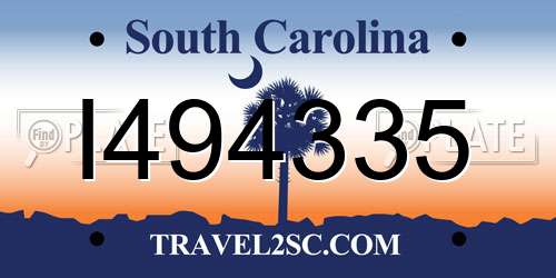 I494335 South Carolina License Plate