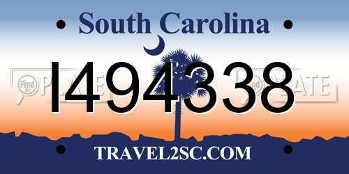 I494338 South Carolina License Plate