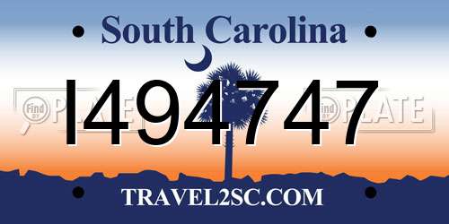 I494747 South Carolina License Plate