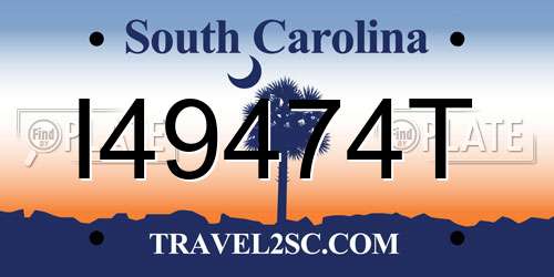I49474T South Carolina License Plate