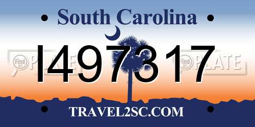 I497317 South Carolina License Plate