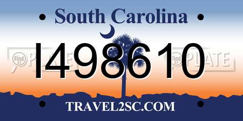 I498610 South Carolina License Plate