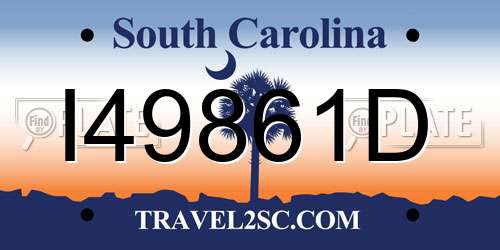 I49861D South Carolina License Plate
