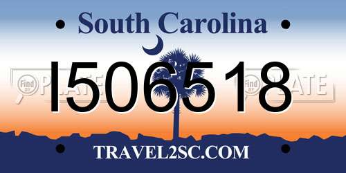 I506518 South Carolina License Plate