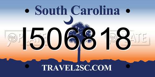 I506818 South Carolina License Plate