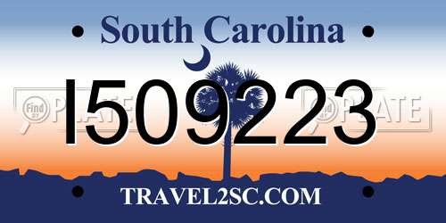 I509223 South Carolina License Plate